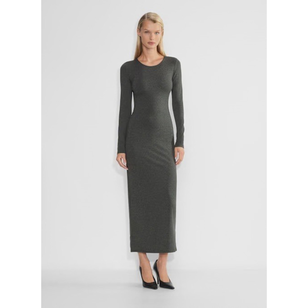 Aritzia Wilfred Free Dark Gray Bodycon Midi Dress Size M Effortless Capsule